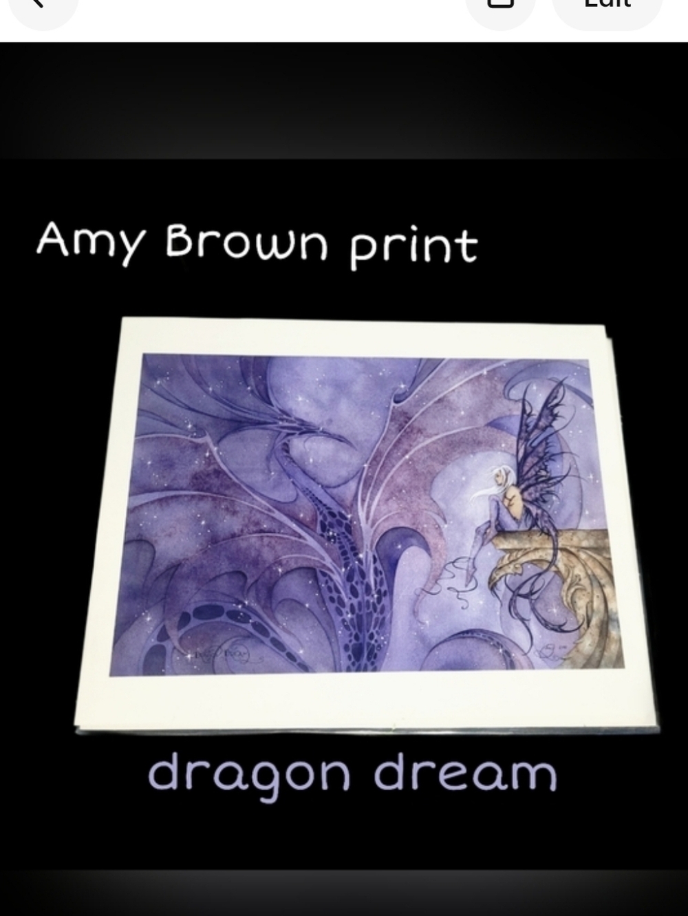 Vintage Amy Brown  Dragon Dreams Art Print